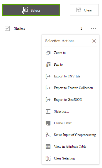 Feature set actions Feature set actions